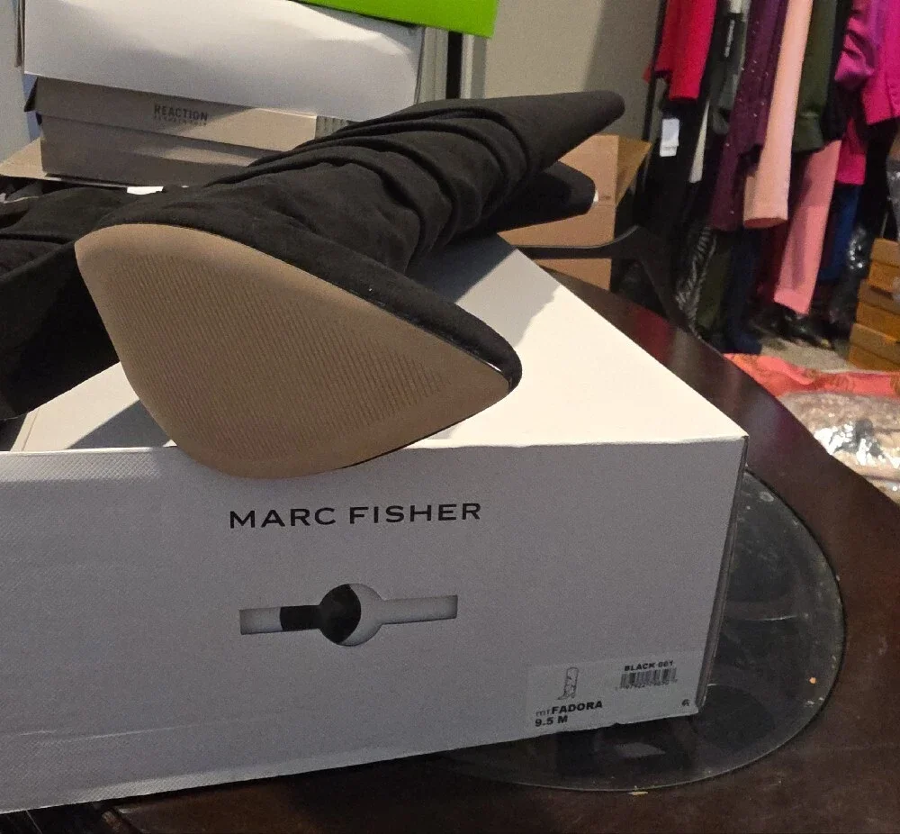Marc Fisher Black Over-the-Knee Pointed Toe Stretch Boots